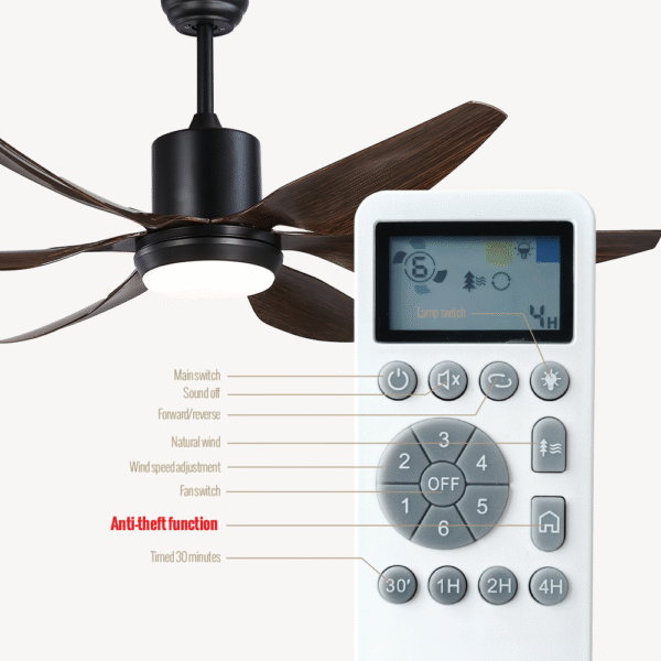 Wholesale Home Nordic Black Abs 6 Blade 54 Inch Luxury Remote Control Dc Modern Bldc Led Ceiling Fan With Light